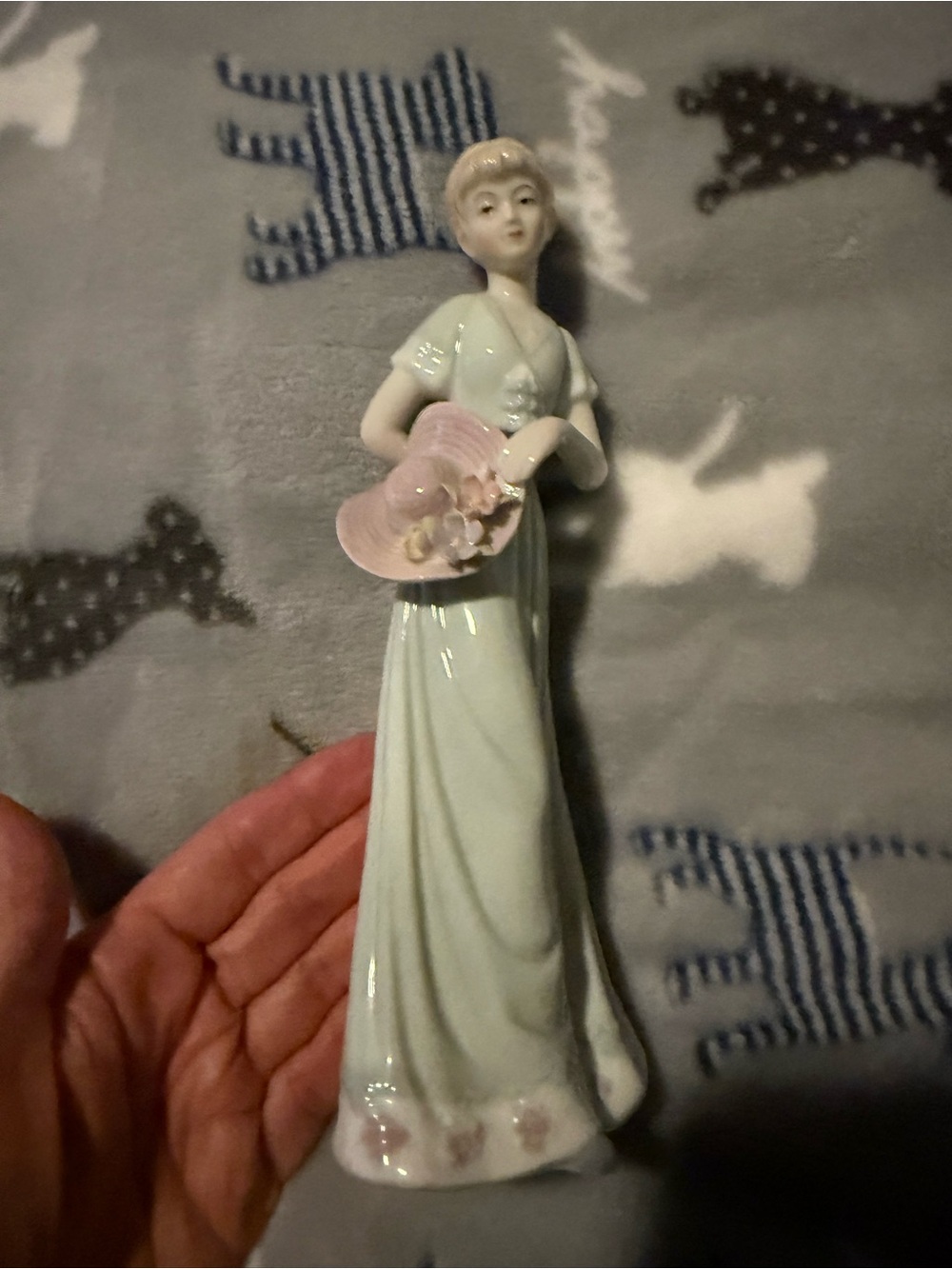 Porcelain Lady Figurine with Pink Hat - Classic Home Accent